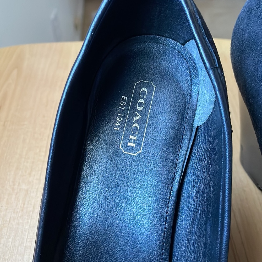 Coach Black Suede Wedge Shoes. - Picture 11 of 16